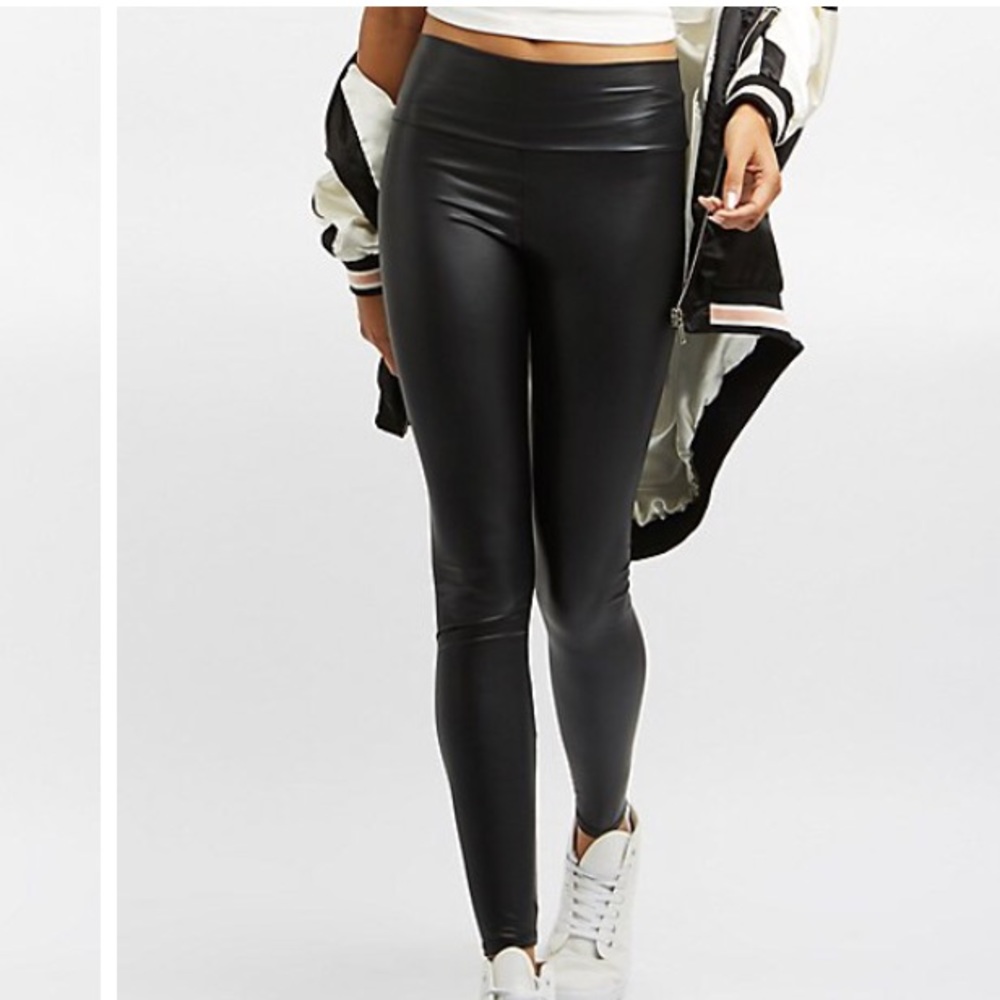 Liquid leather leggings